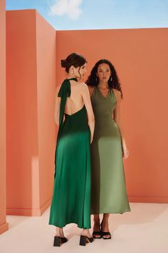 Bridesmaids Dress Emerald Dress Silk Dress Cocktail - Etsy Green V-neck Bridesmaid Evening Dress, Green A-line Wedding Dress, A-line Satin Bridesmaid Dress For Prom Season, Elegant Green Halter Backless Dress, Green Sleeveless Wedding Evening Dress, Green Sleeveless Evening Dress For Wedding, Floor-length Satin Bridesmaid Dress For Banquet, Elegant Green A-line Satin Dress, Green Dresses With Sweep Train For Banquet