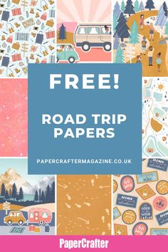 the road trip paper pack is shown with text overlaying it that says free