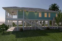 this is an artist's rendering of a house on stilts overlooking the ocean