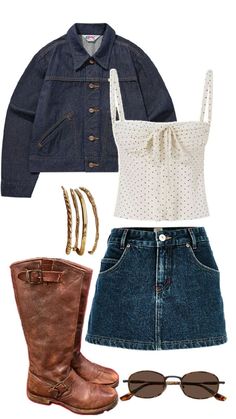 Denim Skirt Outfits, Skirt Outfit, Outfit Inspo Fall, Lookbook Outfits, Jean Skirt, Fashion Killa, Everyday Outfits, New Outfits, Aesthetic Clothes