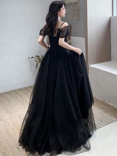 Black Gown For Banquet During Prom Season, Black Evening Dress For Costume Party During Prom Season, Black A-line Wedding Gown, Black A-line Gown For Formal Occasions, Black Ball Gown Corset Dress For Prom, Black Dresses With Fitted Bodice For Prom Season, Black A-line Corset Dress For Formal Occasions, Black Dress With Fitted Bodice For Prom, Black Floor-length Prom Dress