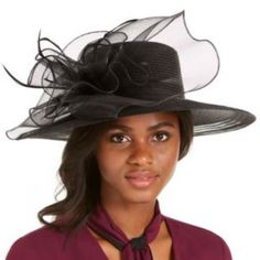 Boldly Stylish With Elegant Feathered Accents, This Dressy Hat From August Hats Is Chic For Special Occasions. Brim Approx. 4-1/2" Wide; One Size Mesh And Feather Accents At Side Polypropylene/Feathers All Proceeds From Your Purchase Will Be Used To Help Rescued Animals Get The Love And Care They Need, Thank You For Shopping With Us! Chic Spring Evening Hats, Chic Evening Hats For Spring, Fitted Formal Hats For Summer, Elegant Fitted Spring Hat, Elegant Black Summer Hat, Fitted Evening Hats For Spring, Elegant Black Hats For The Beach, Elegant Black Hat For The Beach, Elegant Black Beach Hat