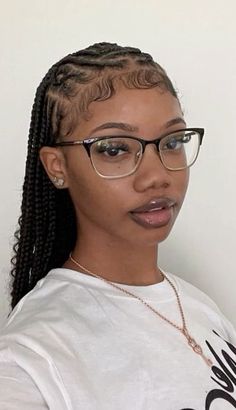 Smaller Braids For Black Women, Hair Inspo Black Women Protective, Braiding Ideas For Black Women, Dyed Hair Braids, Braids With Glasses, Hair Styles For Black Girls Natural, Braids And Glasses, Protective Braid Styles, Braids On Black Women