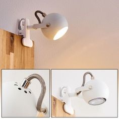 two pictures of a lamp on the wall and an image of a light attached to it