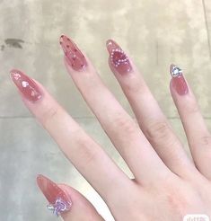 Douyin Valentine Nails, Japanese Valentines Nails, Erika Titus Nails, Cute Jelly Nails, Heart Nail, Fake Nails With Glue, Short Square Acrylic Nails