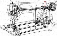 an old sewing machine with instructions on the front and side view, including parts to make it