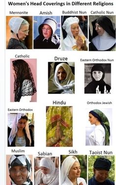 the women's heads coverings in different religions are shown on this page