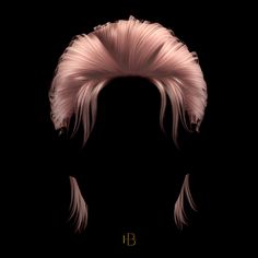 the silhouette of a woman with pink hair in front of a black background is shown