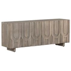 an art deco sideboard made out of wood with curved shapes on the front and sides