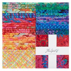 an assortment of colorful fabrics with a cross in the center