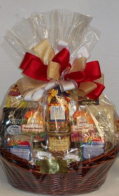 a basket filled with lots of different types of food