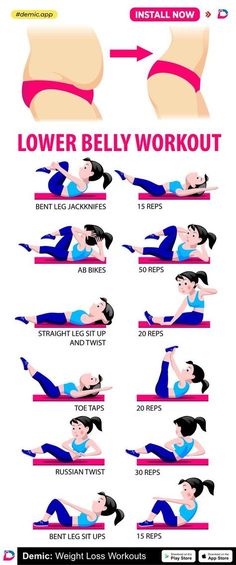 a poster showing how to do the lower belly workout