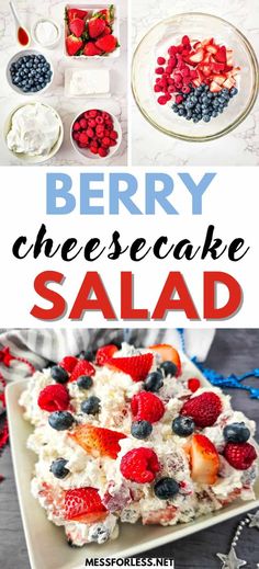 berry cheesecake salad with whipped cream and berries on top