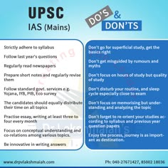 a poster with the words upsc ias mains and don'ts