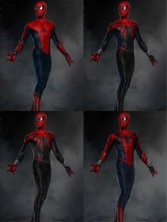 four different views of the spider - man costume