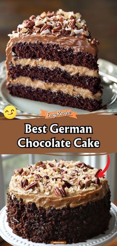 the best german chocolate cake recipe is made with fresh ingredients and then topped with frosting