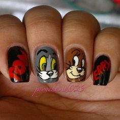 tom and jerry #nail #nails #nailart Jerry Nail Art, Tom And Jerry Nails, Sisters Pics, Cartoon Nail Designs, Cartoon Nails, Tom Y Jerry, Grand Daughter, Creative Nail Designs