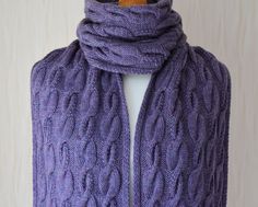 Hand knitted Long Scarf. Aran Wool Scarf in Lavender colour. Cable Knit motives. Approx. Size: 27 cm x 213 cm (10.6″ x 83.8″) Approx. Weight: 431 g (15.2 oz) This scarf is made of soft and very warm 100% wool yarn. This scarf knitted in a pet free and smoke free studio. Hand wash, max 40oC (104oF). Don't bleach. Don't use fabric softener. Dry Flat. This item is ready to be shipped. I will send you a tracking number when the item is shipped, so you can track your package. If you didn't receive your number, just send me a message. No returns or exchanges. Please contact me if you have any problems with your order. Lavender Scarf, Lavender Colour, Scarf Knitted, Cable Knit Scarf, Scarf Wool, Warm Scarf, Lavender Color, Long Scarf, Fabric Softener