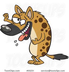 a cartoon spotted hyena dog with its tongue out