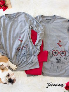 Shirts with Valentine themed dog drawings Puppy Dog Pictures, All Dog Breeds, Drawn Dog, Valentines Day Wishes, Heart Glasses, Valentine Theme, Dog Valentines, Clothing Sites, Valentine Shirt