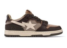 Brown Bape Shoes, Bape Shoes Brown, Bape Sk8 Sta, Sk8 Sta, Bape Shoes, Bape Sneakers, Ape Bape, Dr Shoes, Aesthetic Shoes