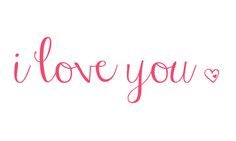 the word i love you written in pink ink on a white background with a heart