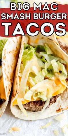 two tacos with cheese and lettuce on them