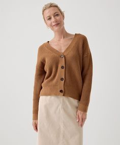 Women’s Luxe Knit Cropped Cardigan made with Organic Cotton | Pact Oversized Ribbed Cardigan, Everyday Knit Cardigan, Versatile Fine Knit Cardigan For Fall, Versatile Fine Knit Fall Cardigan, Versatile Knit Relaxed Fit Cardigan, Versatile Knit Cardigan With Relaxed Fit, Brown Relaxed Fit Cardigan, Ribbed Fall Cardigan, Soft Knit Cardigan