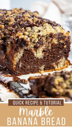 a close up of a banana bread on a plate