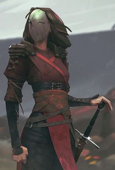 an image of a woman with two swords in her hand and the caption pin it