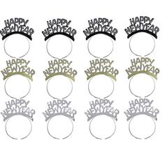 happy new year's eve crown cutouts, set of 6 - silver and black