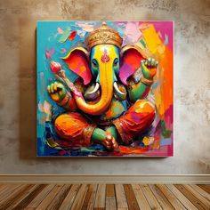 an elephant painting on a wall in a room