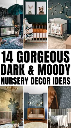 Parents and soon-to-be parents, get ready to swoon over some seriously gorgeous dark and moody nursery decor ideas. Moody nurseries have been on the rise, featuring dark, rich colors and cozy textures. Imagine deep navy walls paired with a plush velvet rocking chair, or dramatic floral wallpaper contrasted with warm wood accents. - Lady Decluttered | Dark and Moody Nursery Decor Ideas Plum Nursery Ideas, Dark Theme Nursery, Moody Dark Green Nursery, Nursery Ideas Dark, Dark Themed Nursery, Dark Nursery Ideas Girl, Nursery Ideas Moody, Dark Academia Nursery Ideas