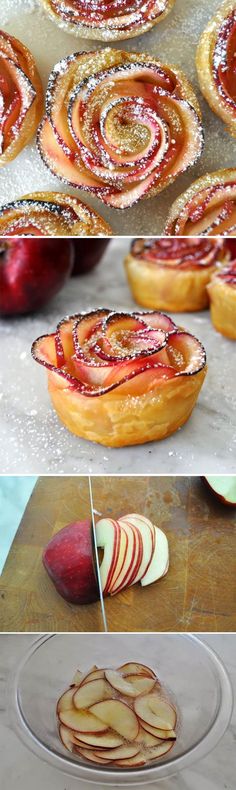 apple pies with cinnamon swirl filling on top and bottom, then baked in the oven