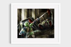 the legend of zeon and link in an art print