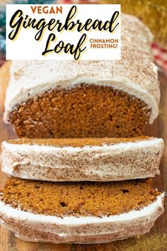 vegan gingerbread loaf with cinnamon frosting