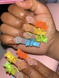 Beautiful summer press on nails Bear Nails, Nail Journey, Super Nana, Bears Nails, Long Press On Nails, Pink Gift Box, Color Nails, Coffin Shape Nails, Nail Forms