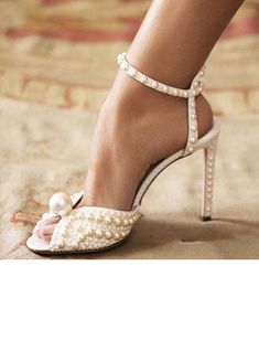 JJ's House Pearl Women's High Heel Wedding Party Prom Evening Cocktail Summer Ankle Strap Sandals Wedding Sandals Bridal Shoes Elegant Leather Buckle Peep Toe Wedding Shoes. #JJ's House #Pearl #Women's #HighHeel #Wedding #Party #Prom #Evening #Cocktail #Summer #AnkleStrapSandals #WeddingSandals #BridalShoes #Elegant #Leather #Buckle #PeepToe #WeddingShoes Wedding Shoes Open Toe, Beige Flats, Drink Bar, Womens Gladiator Sandals, Super High Heels, Wedding Sandals, Valentino Rockstud, Womens Wedding Shoes, Studded Sandals