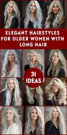 Long Silver Hair Styles For Women, Long Hair Shags, Gray Long Layered Hair, Long Layers Gray Hair, 20 Inch Hairstyles, Long Blonde Hair Styles For Women Over 50, Grey Long Hair Older Women, Long Hairstyles Older Women, Gray Long Hair Older Women