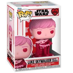 star wars luke sky walker with pink hair pop vinyl figure in a white and red box