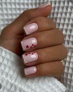 French Nails With Red, Cute French Tips, Valentines Nails French, Nail Inspo Hello Kitty, Duck Nails Short, French Tip Nails Pink, Azul Nails, Nails Sanrio, Nails Freestyle