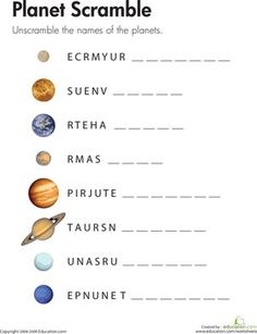 the planets and their names are shown in this worksheet for kids to learn