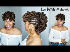 Petal Loc Mohawk, Mohawk Locs Styles For Women, Petal Mohawk Locs, Loc Petal Styles Mohawks, Loc Petal Mohawk Styles, How To Do Loc Petals, Dreadlock Petals Loc Hairstyles, Loc Hawk Styles, Loc Petal Mohawk