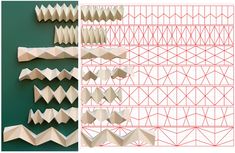 three different types of origami are shown on the left, and one is made out of paper