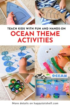 Ocean Theme Activities for Toddlers and Preschoolers Sea Animal Activity, Ocean Arts And Crafts, Ocean Homeschool, Under The Sea Eyfs, Ocean Theme Preschool Activities, Animal Learning Activities, Montessori Themes, Learning Shelf, Ocean Animals Preschool