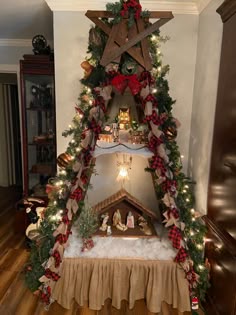 Christmas Manger Tree with Nativity Scene Display