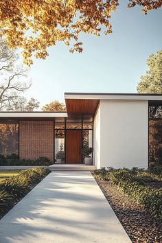 a white house with a wooden door and windows