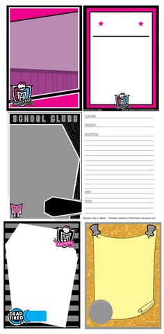 the back to school storyboard is shown in pink and black, with different images on it