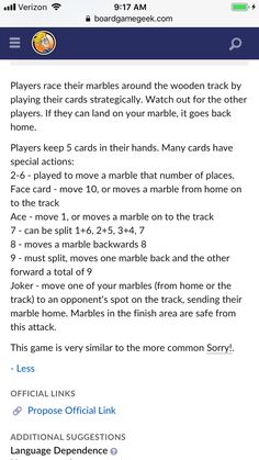 an email message with the words, players race marbles around the wooden track by playing their cards strategically