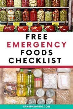 the free emergency food checklist with text overlay